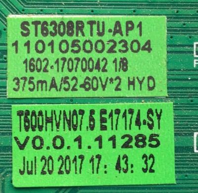 MAIN FUENTE PARA TV ELEMENT / NUMERO DE PARTE E17174-SY / ST6308RTU-AP1 / 110105002304 / 1602-17070042 / DISPLAY T500HVN07.5 / MODELO ELST5016S	 - Imagen 3